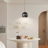 Modern Small Metal Ball LED Pendant Light with 3 Color Dimming and Integrated Spotlight for Bedside Lighting