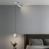 Modern Small Metal Ball LED Pendant Light with 3 Color Dimming and Integrated Spotlight for Bedside Lighting