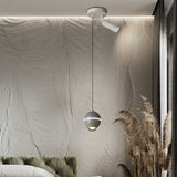Modern Small Metal Ball LED Pendant Light with 3 Color Dimming and Integrated Spotlight for Bedside Lighting