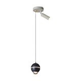 Modern Small Metal Ball LED Pendant Light with 3 Color Dimming and Integrated Spotlight for Bedside Lighting