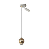 Modern Small Metal Ball LED Pendant Light with 3 Color Dimming and Integrated Spotlight for Bedside Lighting