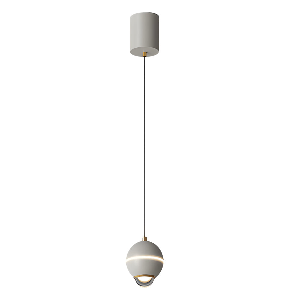 Modern Small Metal Ball LED Pendant Light with 3 Color Dimming and Integrated Spotlight for Bedside Lighting