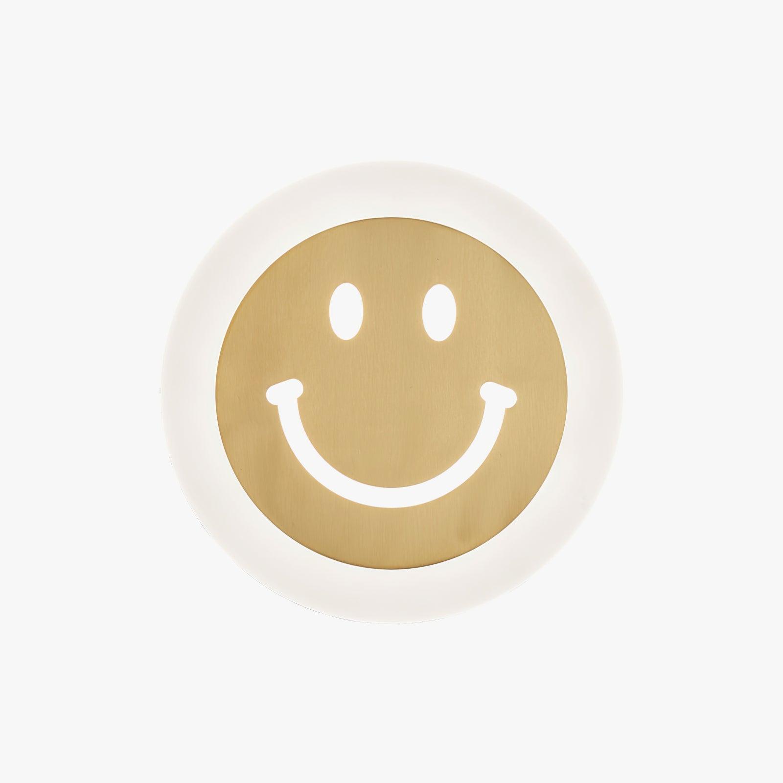 Modern Smiley Face Wall Sconce LED Indoor Light Fixture with Brass Finish and Three Color Modes