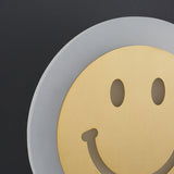 Modern Smiley Face Wall Sconce LED Indoor Light Fixture with Brass Finish and Three Color Modes
