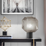 Modern Smoke Glass Orb Table Lamp with Nordic Cylinder Base for Bedroom and Living Room