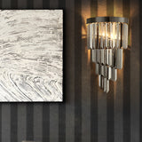 Modern Smoke Gray Crystal Wall Sconce LED Indoor Light with 3 Step Dimming