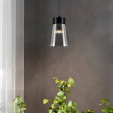 Modern Smoke Gray Glass COB LED Pendant Light Minimalist Hanging Lamp for Bedroom and Dining Room