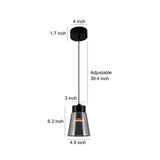 Modern Smoke Gray Glass COB LED Pendant Light Minimalist Hanging Lamp for Bedroom and Dining Room
