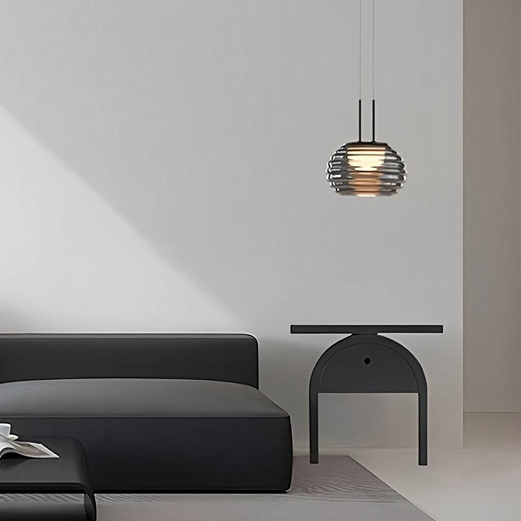 Modern Smoke Gray Glass Globe Pendant Lighting Nordic LED Hanging Lamp for Kitchen Island