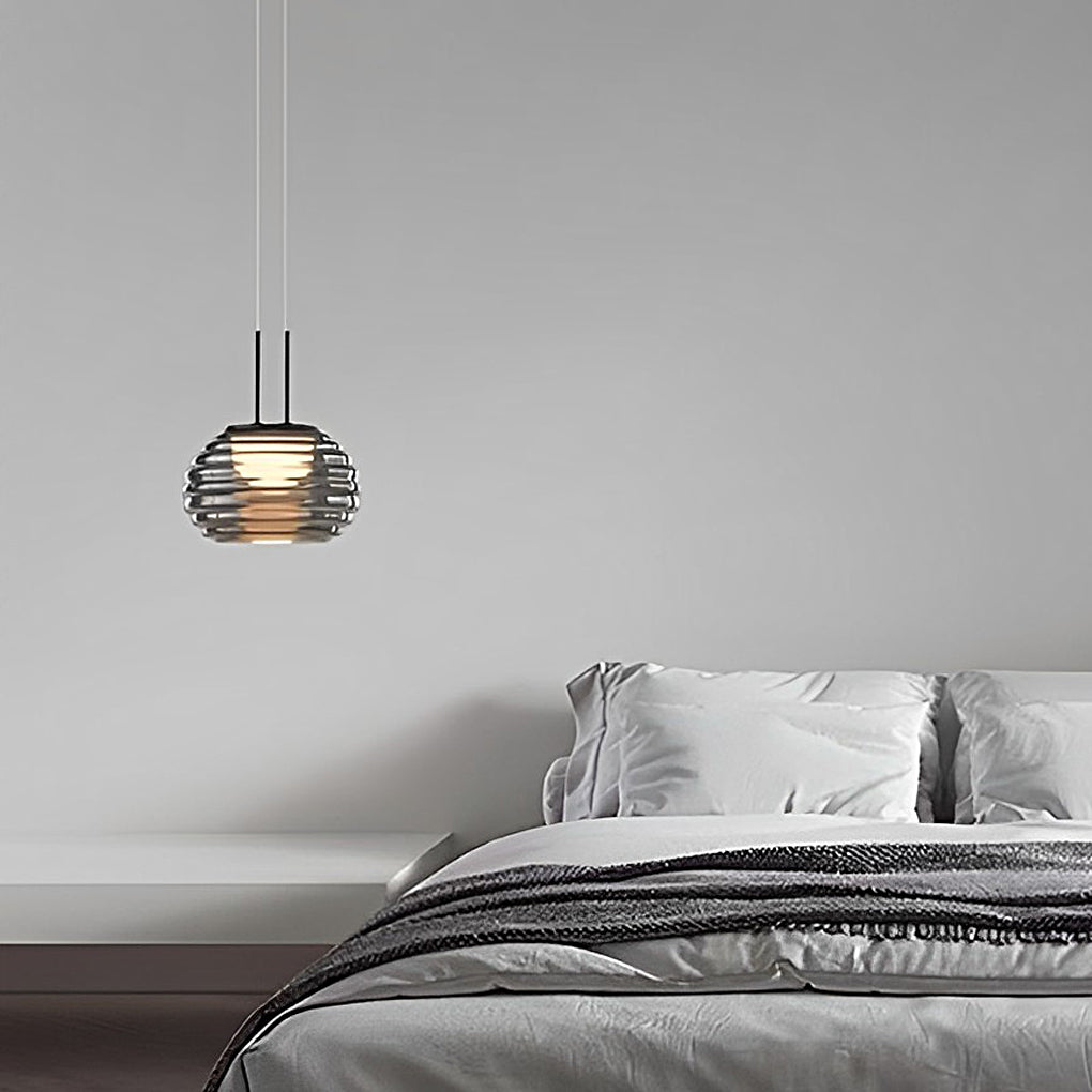 Modern Smoke Gray Glass Globe Pendant Lighting Nordic LED Hanging Lamp for Kitchen Island
