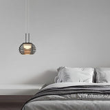 Modern Smoke Gray Glass Globe Pendant Lighting Nordic LED Hanging Lamp for Kitchen Island