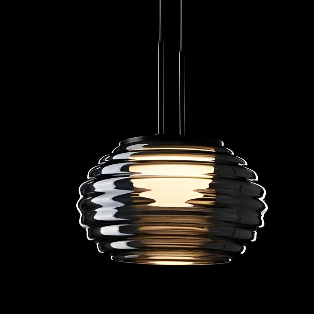 Modern Smoke Gray Glass Globe Pendant Lighting Nordic LED Hanging Lamp for Kitchen Island