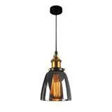 Modern Smoke Gray Glass Industrial Pendant Light Electroplated Hanging Ceiling Fixture for Dining Room