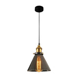 Modern Smoke Gray Glass Industrial Pendant Light Electroplated Hanging Ceiling Fixture for Dining Room