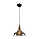 Modern Smoke Gray Glass Industrial Pendant Light Electroplated Hanging Ceiling Fixture for Dining Room
