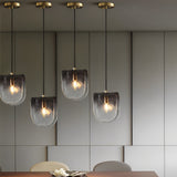 Modern Smoke Gray Gradient Glass Pendant Light LED Small Chandelier for Dining Room and Bedside