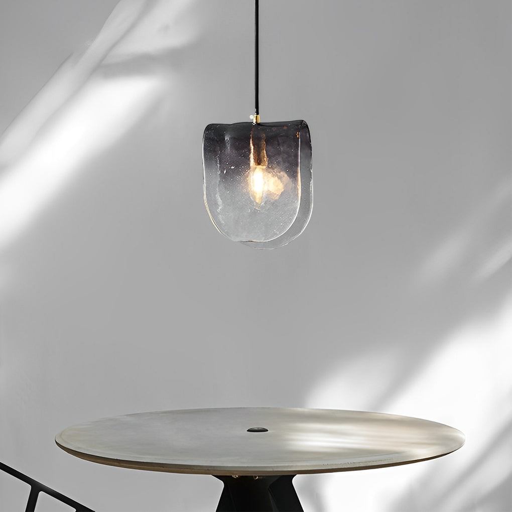 Modern Smoke Gray Gradient Glass Pendant Light LED Small Chandelier for Dining Room and Bedside