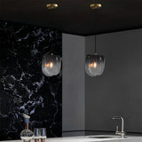 Modern Smoke Gray Gradient Glass Pendant Light LED Small Chandelier for Dining Room and Bedside