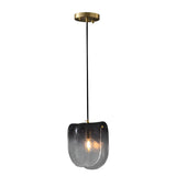 Modern Smoke Gray Gradient Glass Pendant Light LED Small Chandelier for Dining Room and Bedside