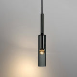 Modern Smoke Gray Linear Glass Pendant Light Copper Chandelier for Dining Room and Living Room