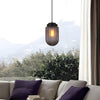 Modern Smoke Gray Pinecone Ribbed Glass Pendant Light Contemporary Single Bulb Hanging Ceiling Fixture