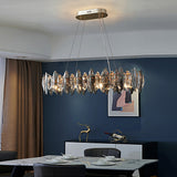 Modern Smoke Gray Round Crystal Chandelier Iron Luxury Pendant Lighting for Living and Dining Room