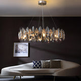 Modern Smoke Gray Round Crystal Chandelier Iron Luxury Pendant Lighting for Living and Dining Room
