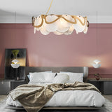 Modern Smoke Gray Round Glass Chandelier Creative Art Iron LED Pendant Light for Living Room