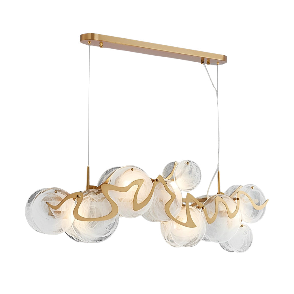 Modern Smoke Gray Round Glass Chandelier Creative Art Iron LED Pendant Light for Living Room