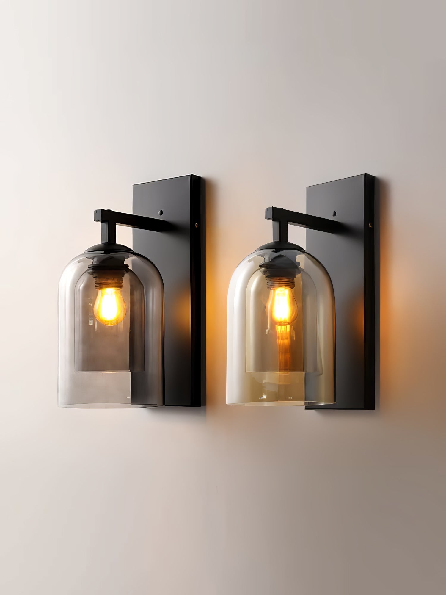 Modern Smoke Grey Amber Glass Tubular Wall Sconce Indoor Lighting Fixture