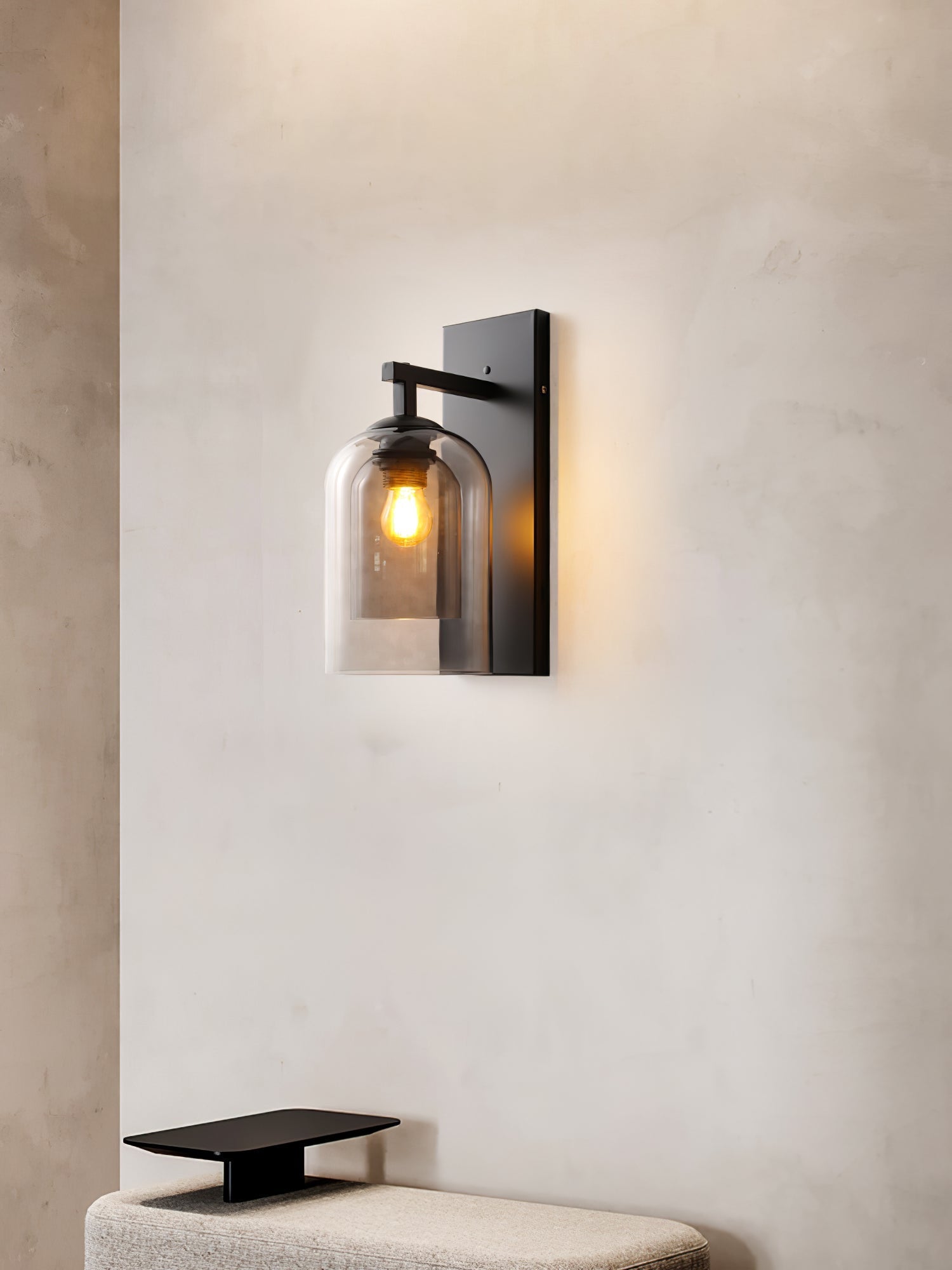 Modern Smoke Grey Amber Glass Tubular Wall Sconce Indoor Lighting Fixture