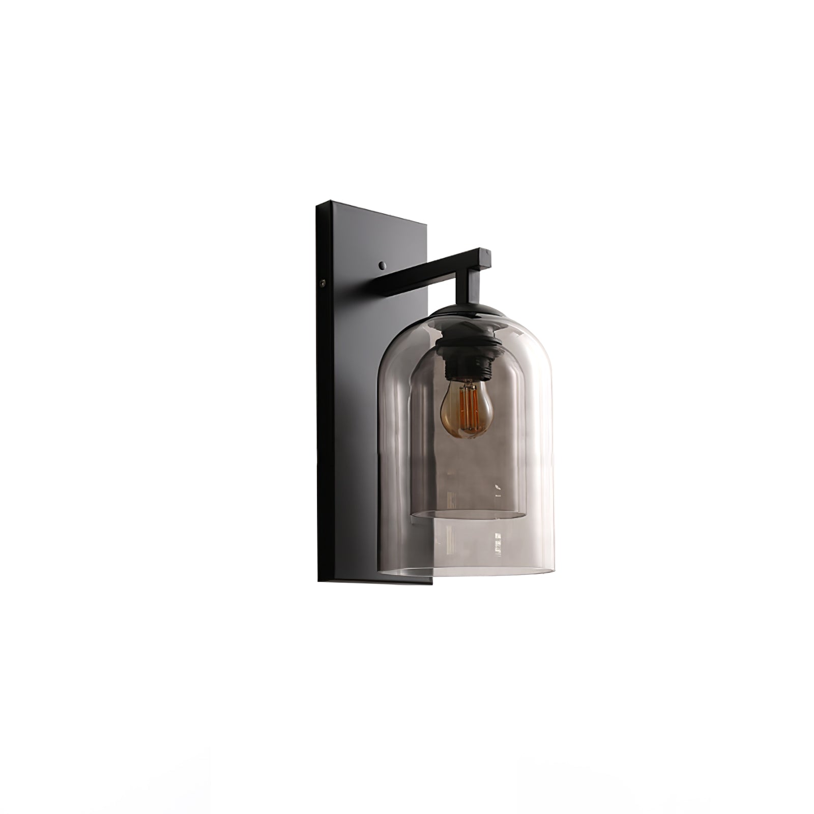 Modern Smoke Grey Amber Glass Tubular Wall Sconce Indoor Lighting Fixture