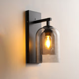 Modern Smoke Grey Amber Glass Tubular Wall Sconce Indoor Lighting Fixture