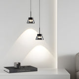 Modern Smoked Gray Glass Pendant Light LED Island Chandelier Geometric Black Ceiling Hanging Lamp