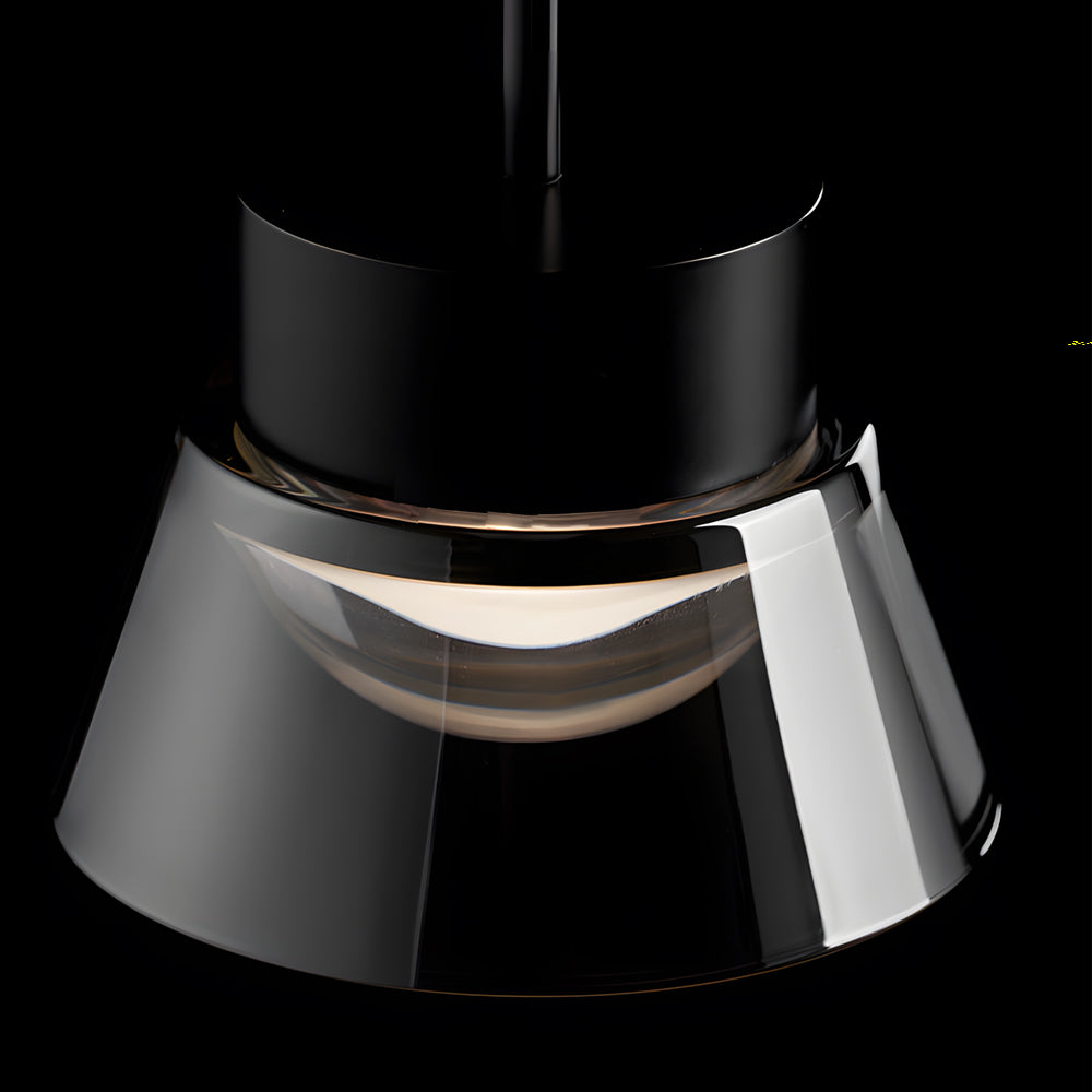 Modern Smoked Gray Glass Pendant Light LED Island Chandelier Geometric Black Ceiling Hanging Lamp