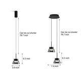 Modern Smoked Gray Glass Pendant Light LED Island Chandelier Geometric Black Ceiling Hanging Lamp