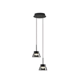 Modern Smoked Gray Glass Pendant Light LED Island Chandelier Geometric Black Ceiling Hanging Lamp