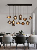Modern Smoky Gray Bottle Glass Pendant Light Fixture for Dining Room and Kitchen