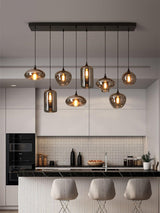 Modern Smoky Gray Bottle Glass Pendant Light Fixture for Dining Room and Kitchen