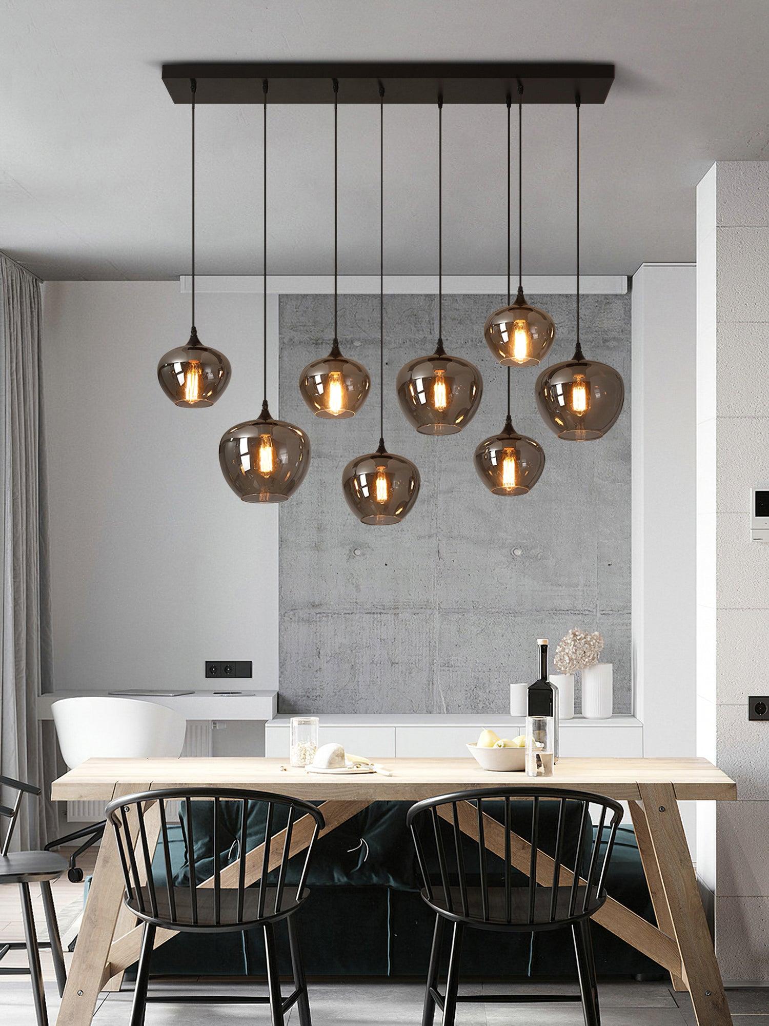 Modern Smoky Gray Bottle Glass Pendant Light Fixture for Dining Room and Kitchen