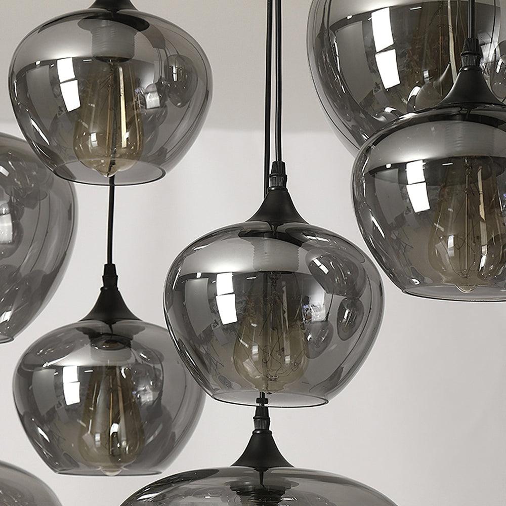 Modern Smoky Gray Bottle Glass Pendant Light Fixture for Dining Room and Kitchen