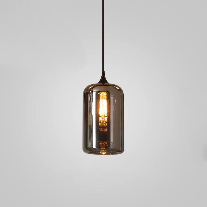 Modern Smoky Gray Bottle Glass Pendant Light Fixture for Dining Room and Kitchen