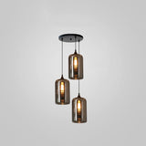 Modern Smoky Gray Bottle Glass Pendant Light Fixture for Dining Room and Kitchen