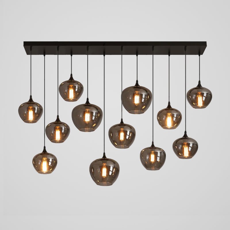 Modern Smoky Gray Bottle Glass Pendant Light Fixture for Dining Room and Kitchen