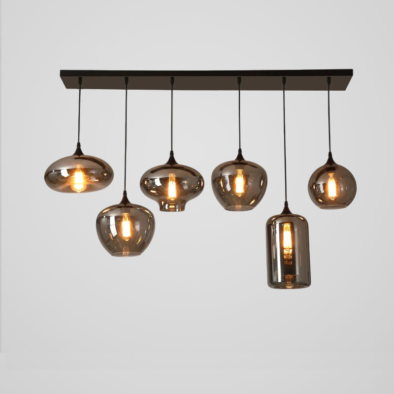 Modern Smoky Gray Bottle Glass Pendant Light Fixture for Dining Room and Kitchen