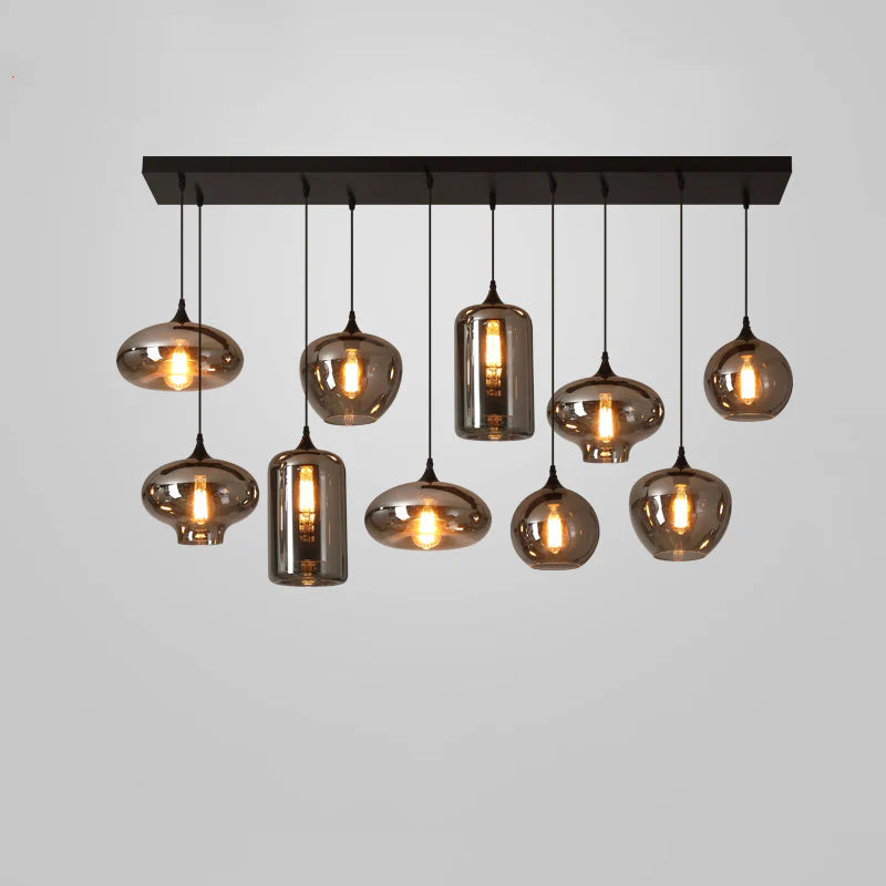 Modern Smoky Gray Bottle Glass Pendant Light Fixture for Dining Room and Kitchen