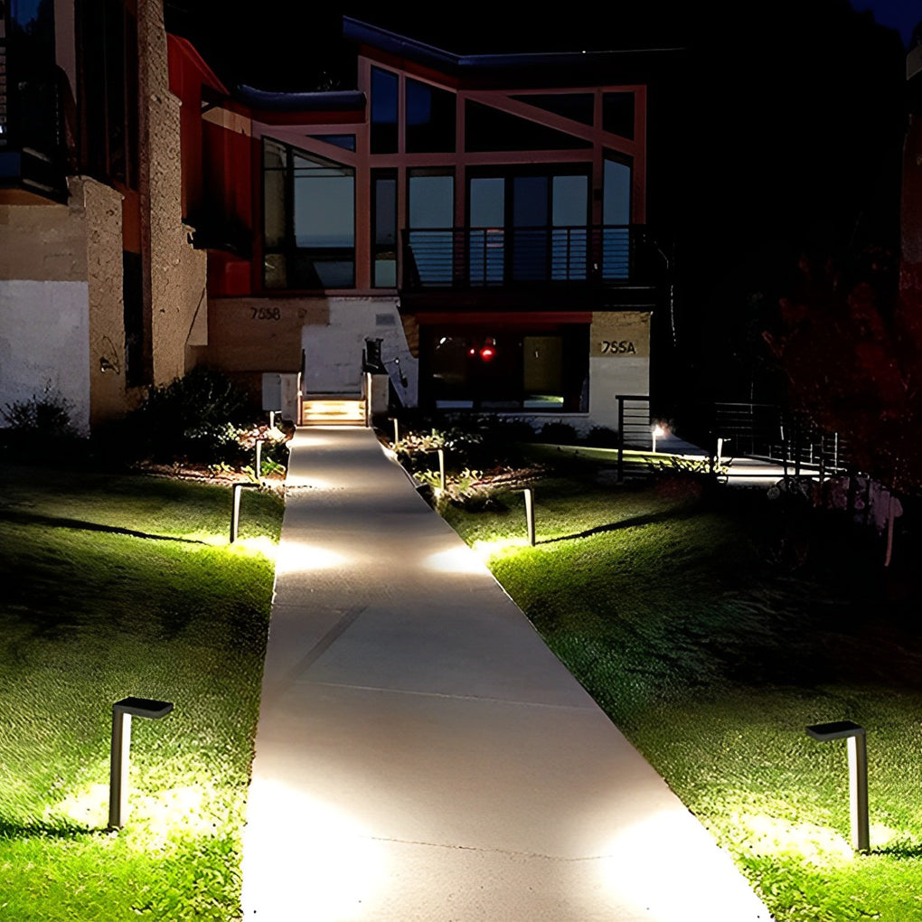 Modern Solar LED Landscape Pathway Lights Waterproof Outdoor Garden Lawn Path Lamp in Black