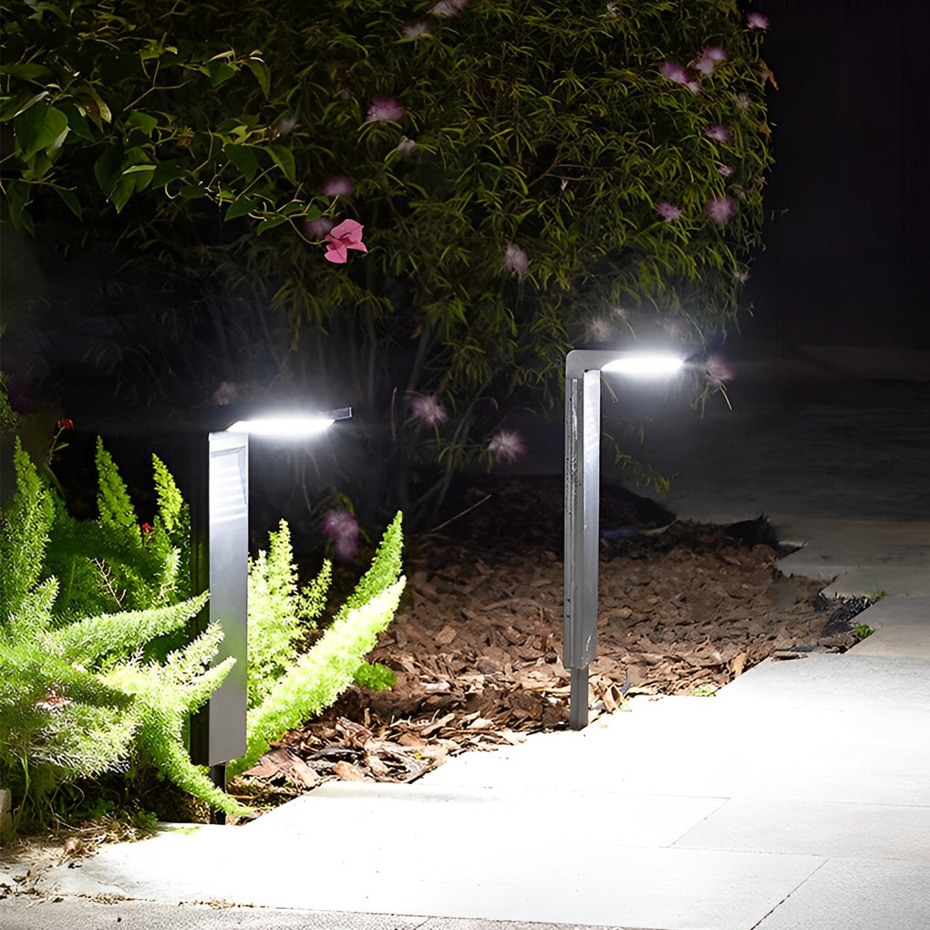 Modern Solar LED Landscape Pathway Lights Waterproof Outdoor Garden Lawn Path Lamp in Black