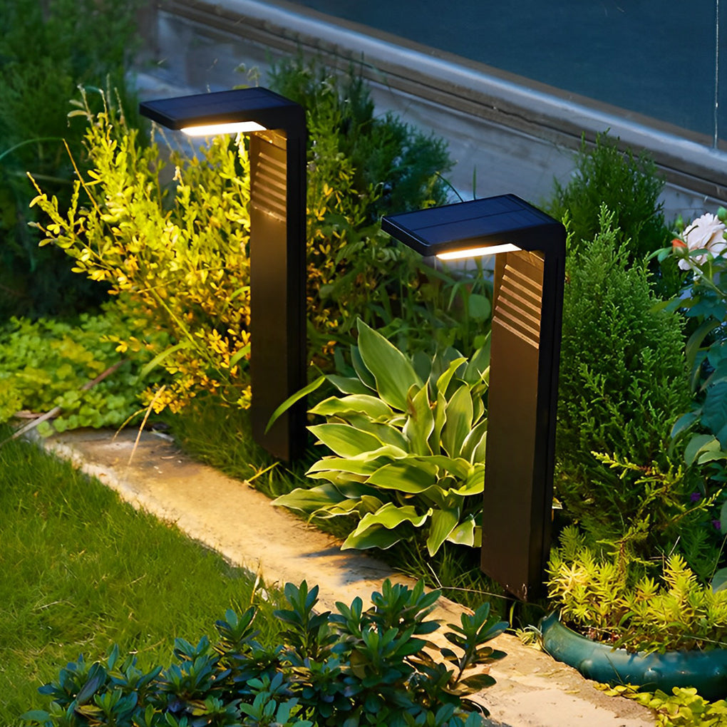 Modern Solar LED Landscape Pathway Lights Waterproof Outdoor Garden Lawn Path Lamp in Black