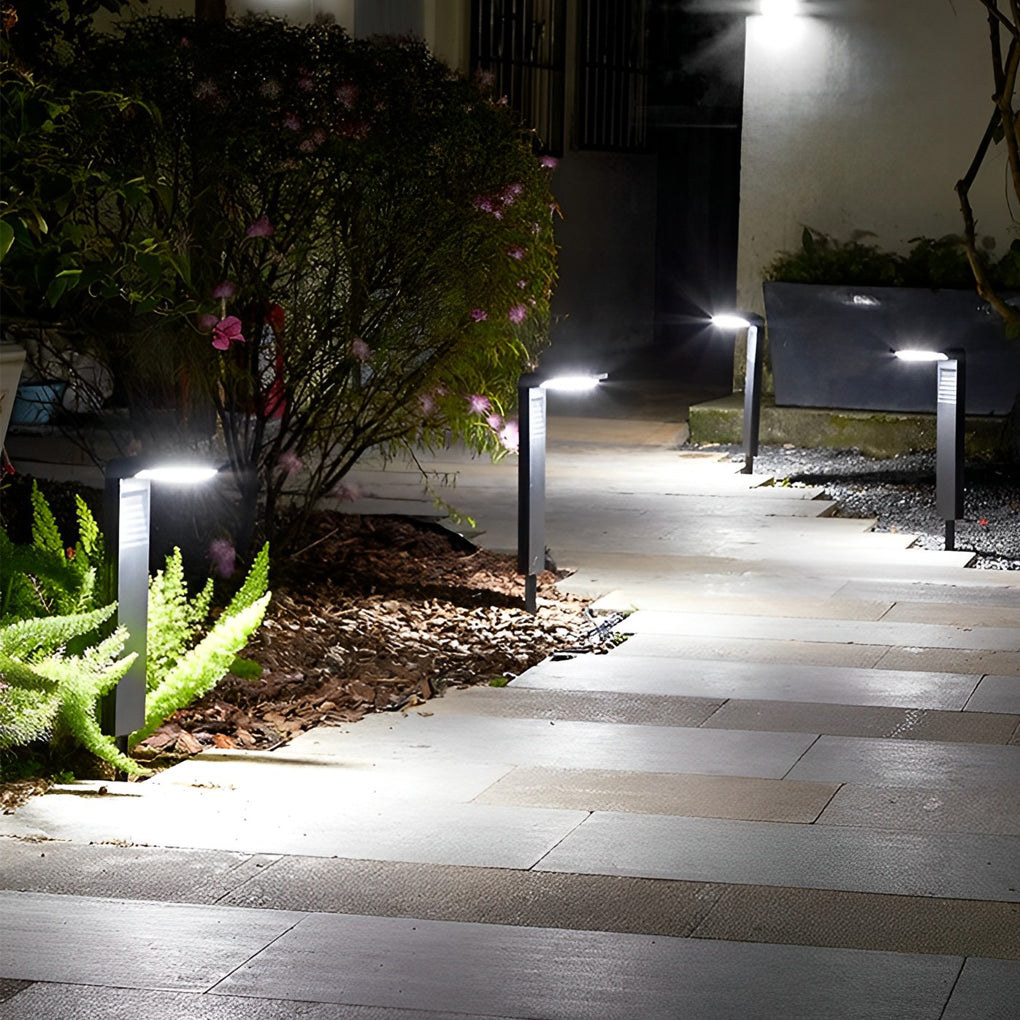 Modern Solar LED Landscape Pathway Lights Waterproof Outdoor Garden Lawn Path Lamp in Black